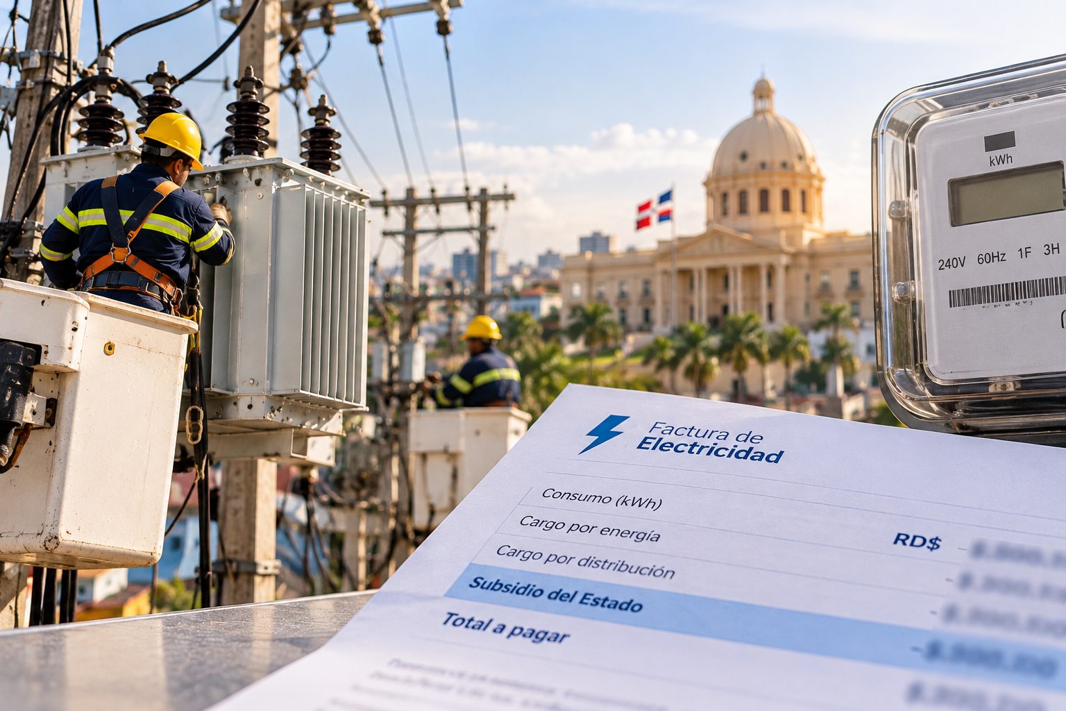 Gobierno proyecta RD$100,000 millones en subsidio eléctrico para 2026 y explica por qué aumentan algunas facturas