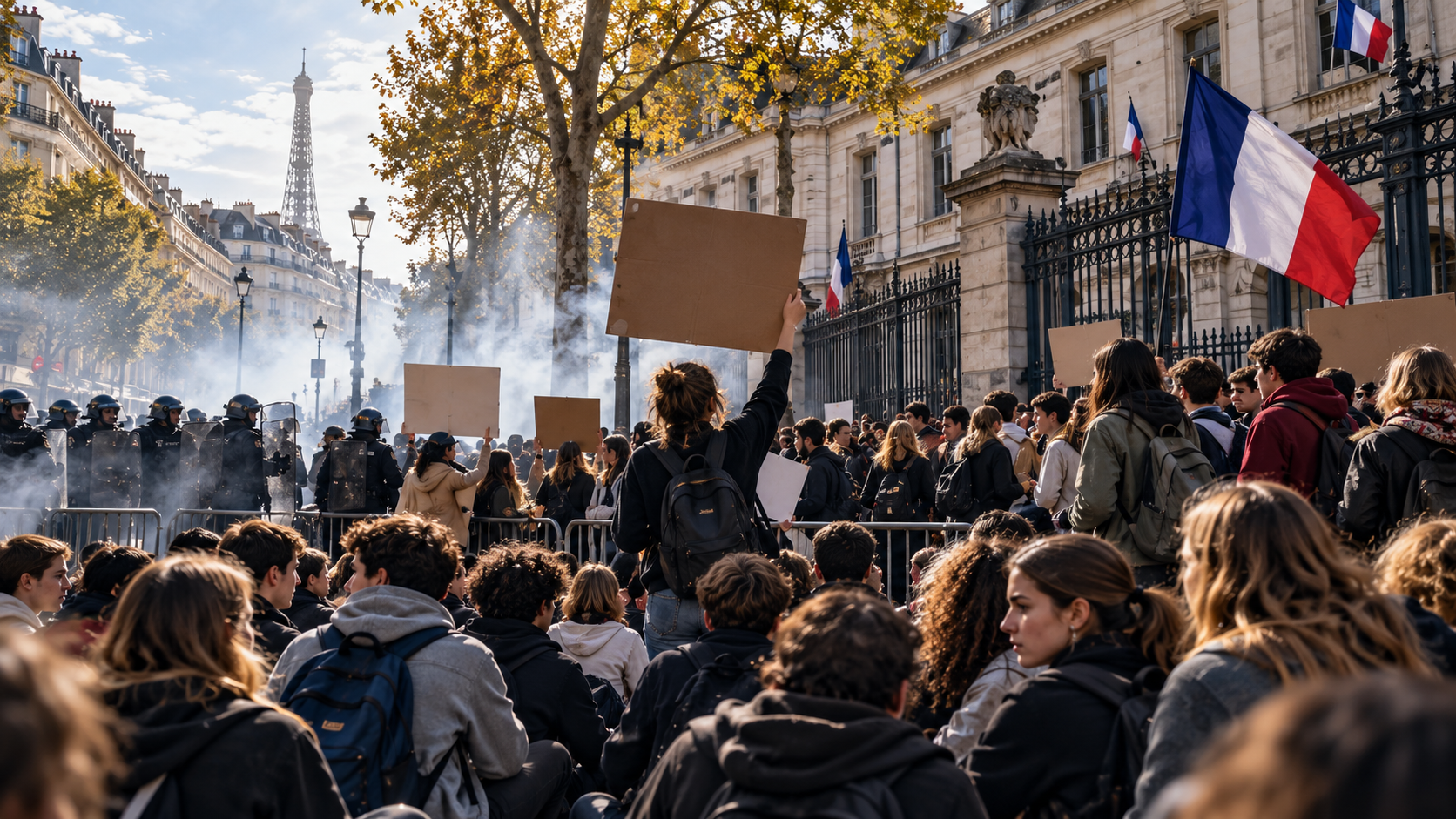 Francia vive su mayor jornada de protestas estudiantiles mientras aumenta la presión sobre el Gobierno